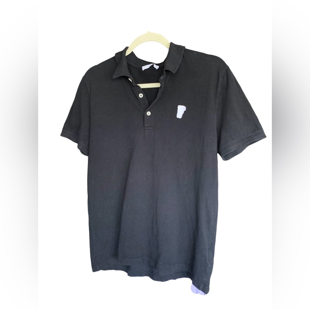 Versace polo black with white logo patch